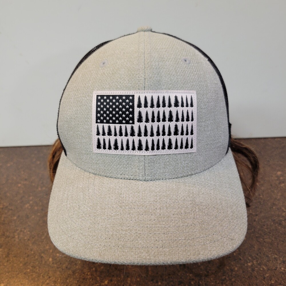 Columbia Tree Flag Trucker Hat Gray Black Mesh Low-Crown Fitted Snapback Cap